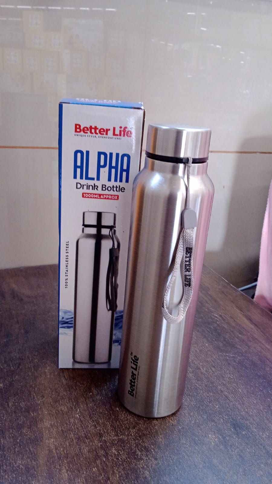 Stainless Steel Single Wall Drink Water Bottle (1000 ML)