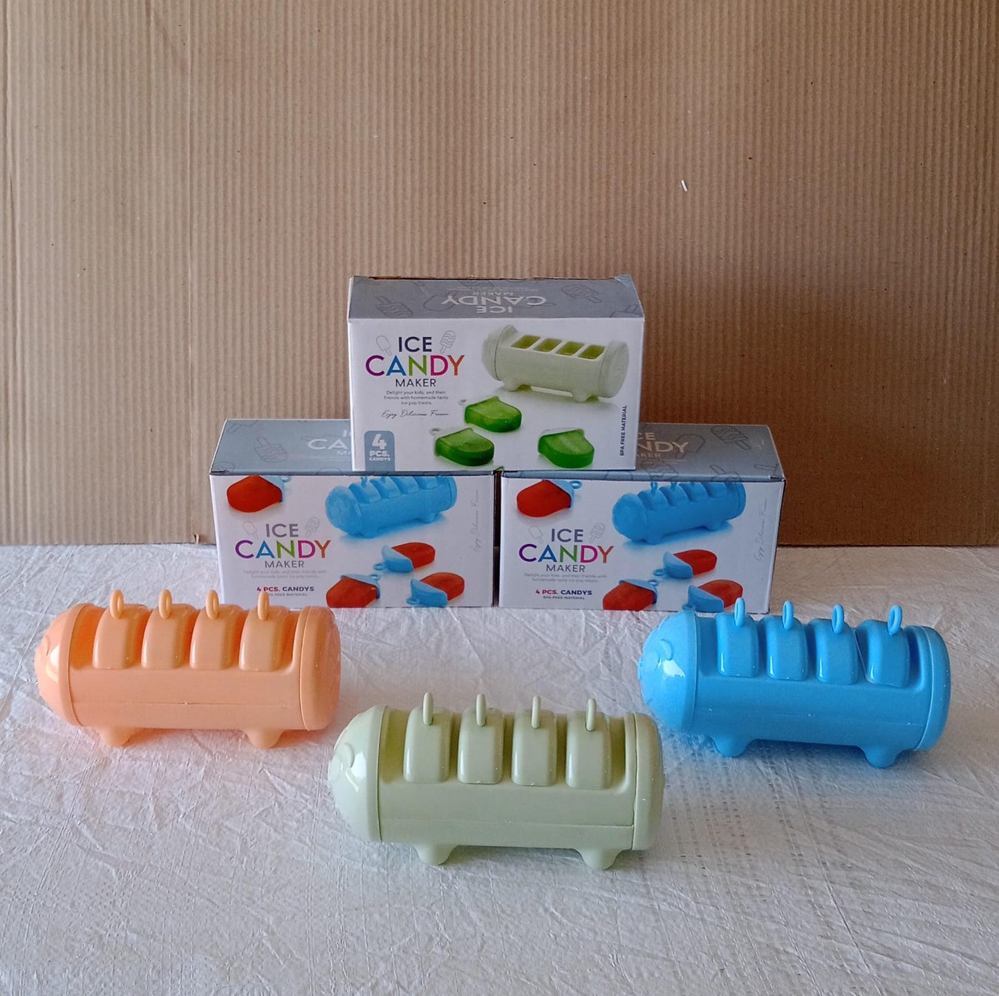 Cartoon Ice Candy Mold β 4-Cup Multicolor Set (1 Pc)