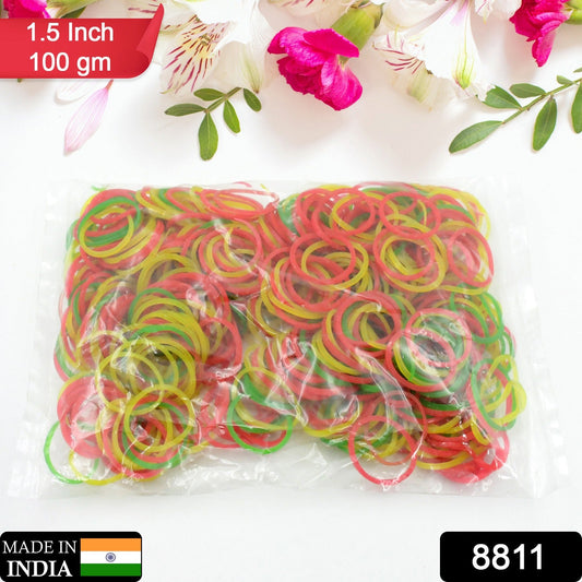 Strong & Reusable Rubber Bands: Multicolor (1.5 Inch 100 GM)