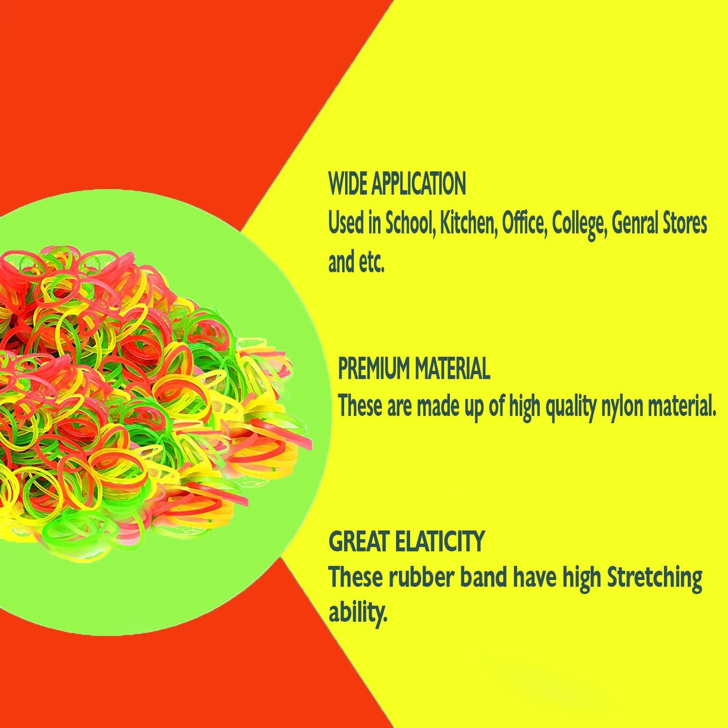 Strong & Reusable Rubber Bands: Multicolor (1.5 Inch 100 GM)