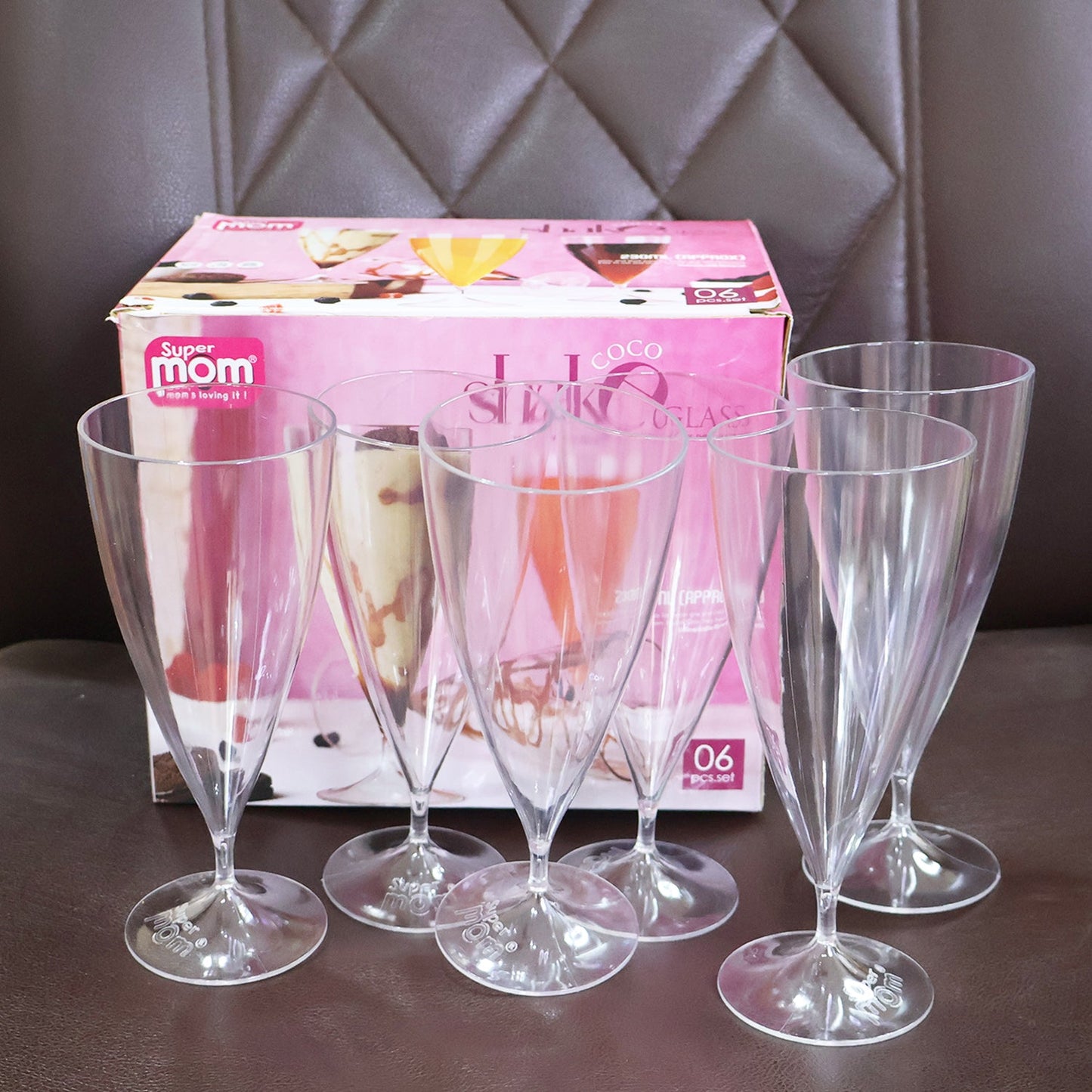 Supermom Plastic Shake Coco Glass Set (230ML / 6 Pc)