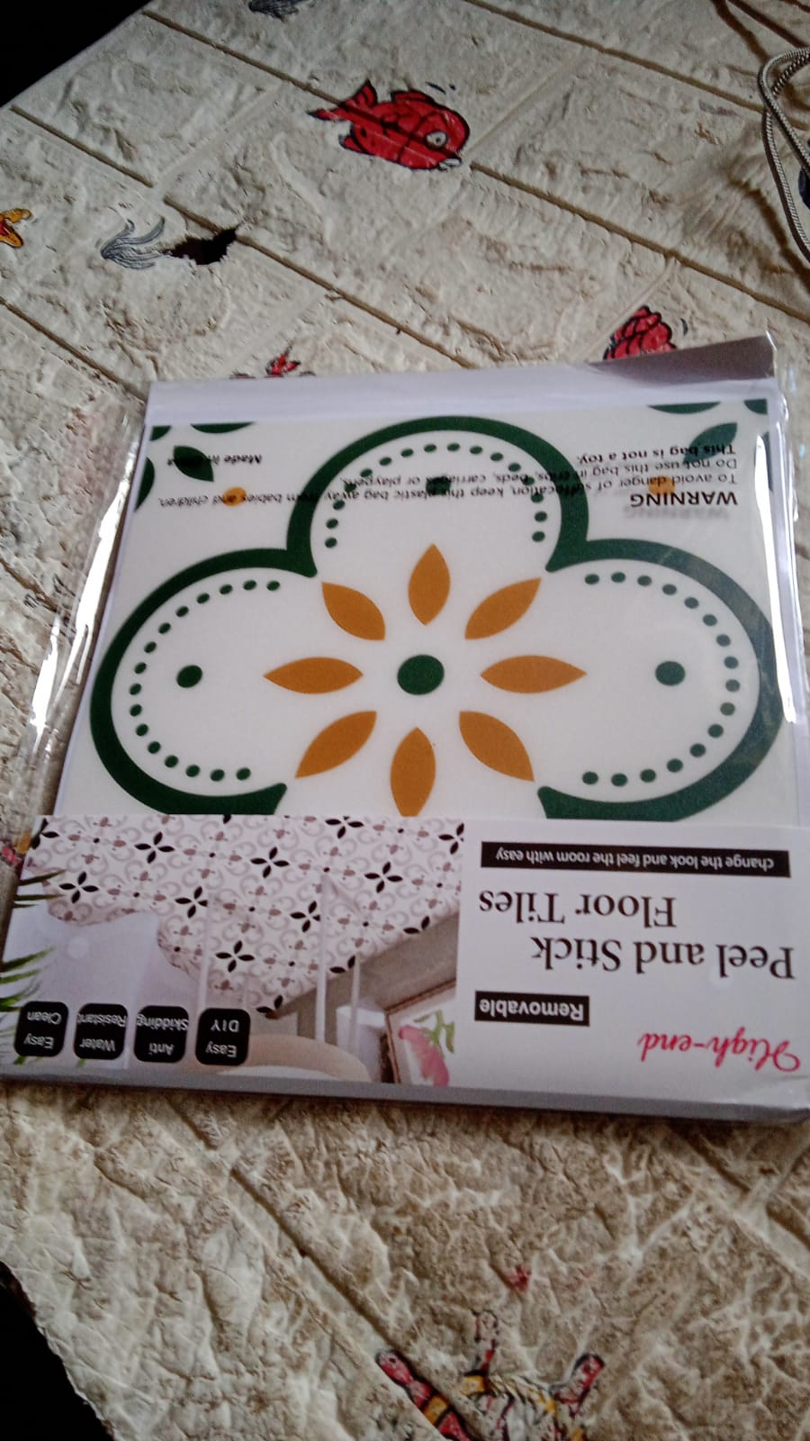 Peel & Stick 8ร8 Inch Floor Tiles for Kitchen & Bathroom (10 Pc Set)
