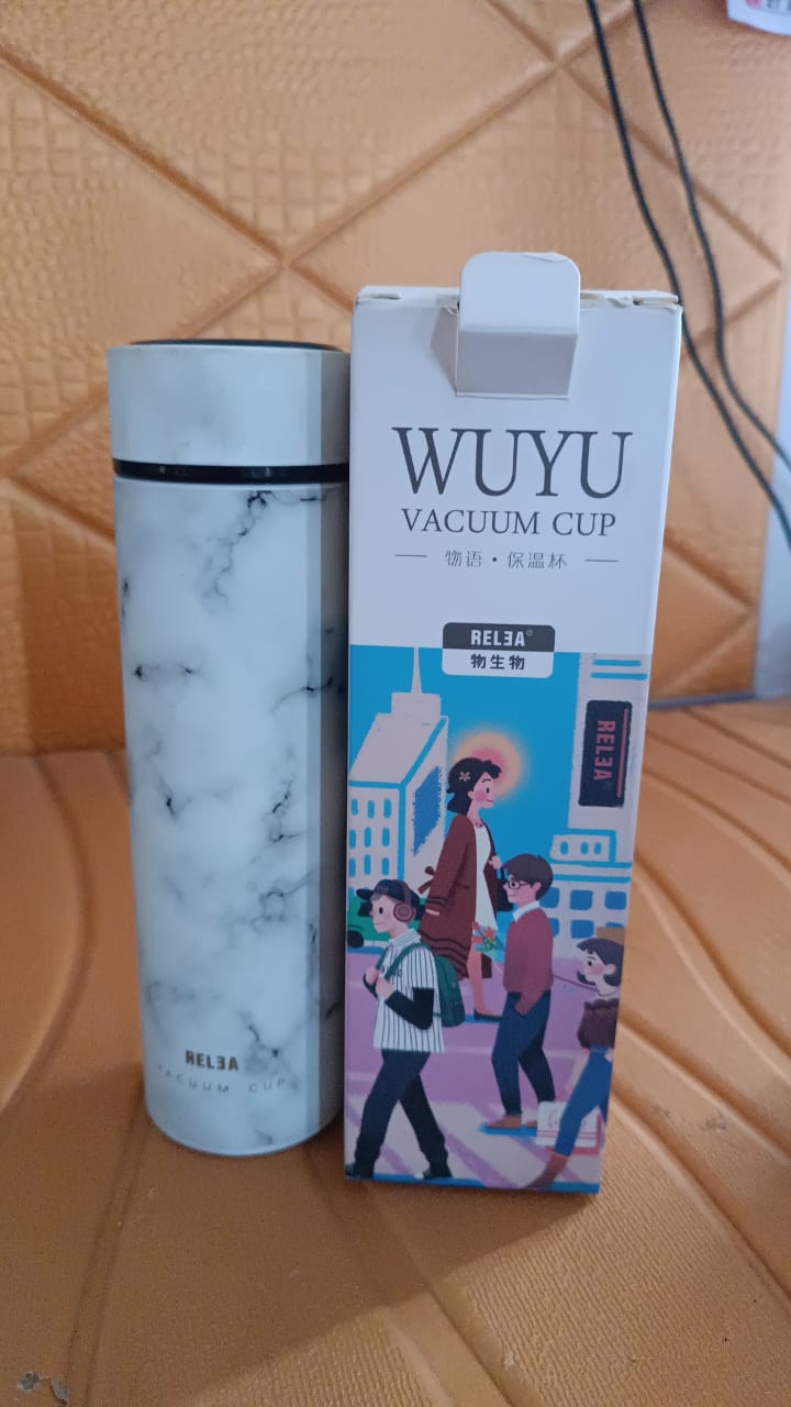 Stainless Steel Temperature Insulated Water Bottle With Marble Pattern (500ml Approx)