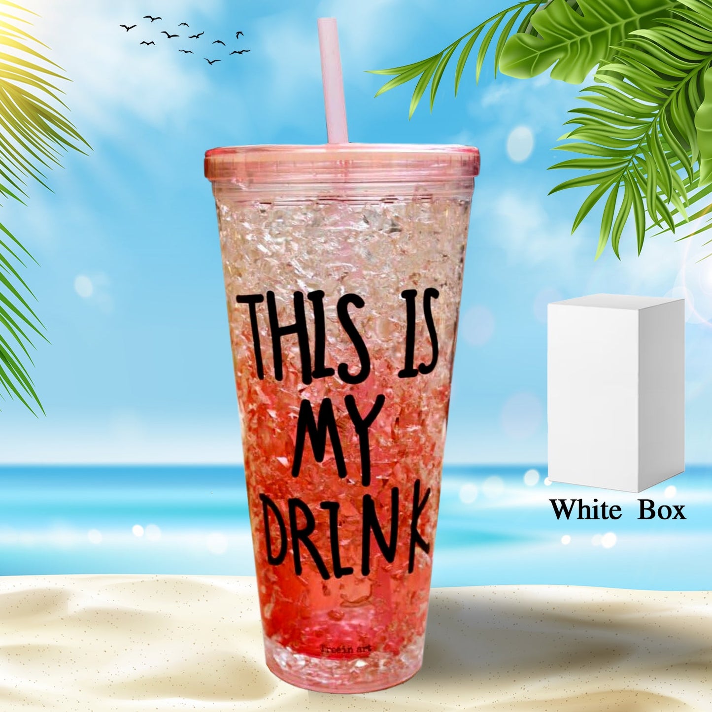 Plastic Creative Cold Drink Cup,  Double Wall Plastic Drinking Sport Bottle