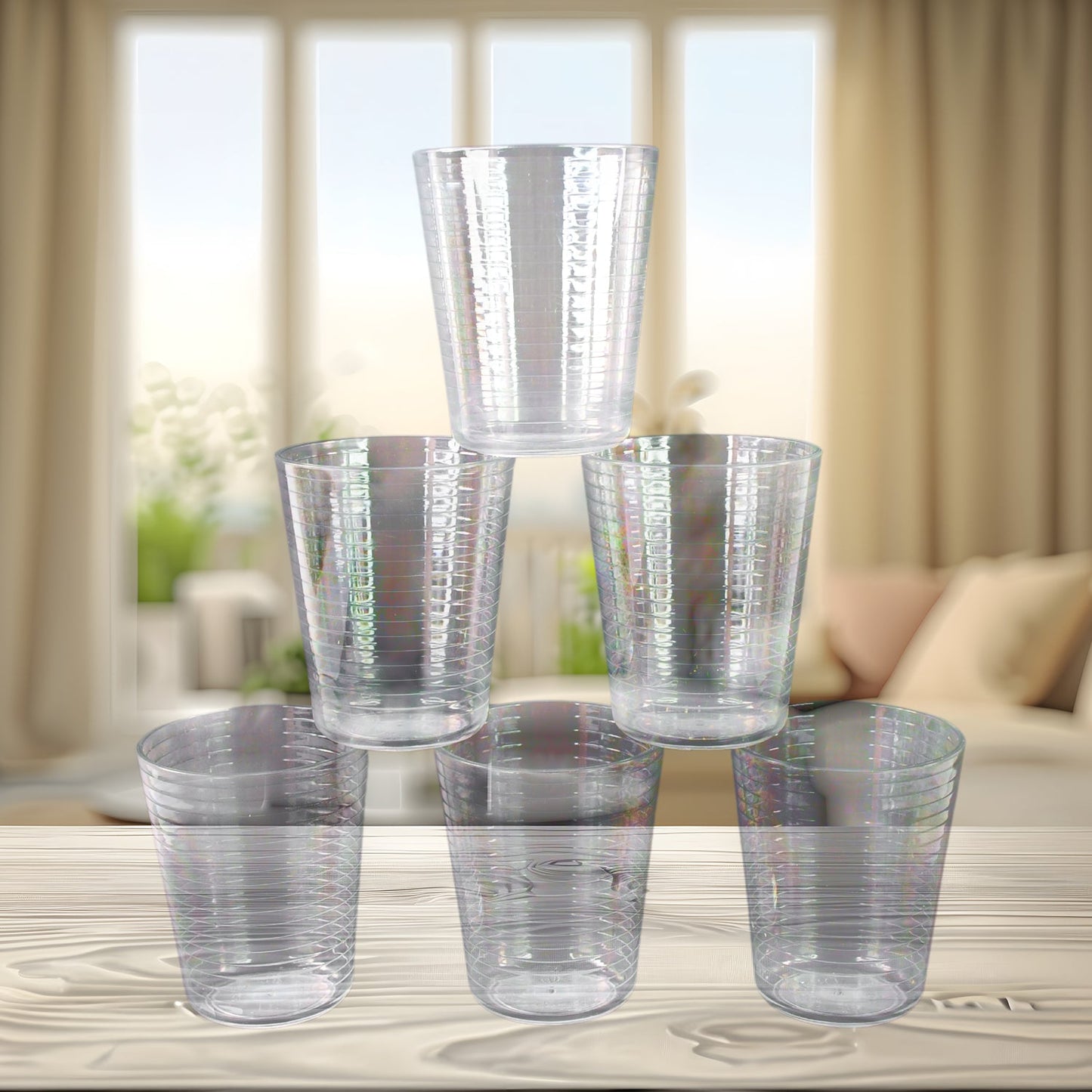 Apex Pyramid Ringo Plastic Glass – 300ml Approx | Durable, Crystal-Clear Tumbler