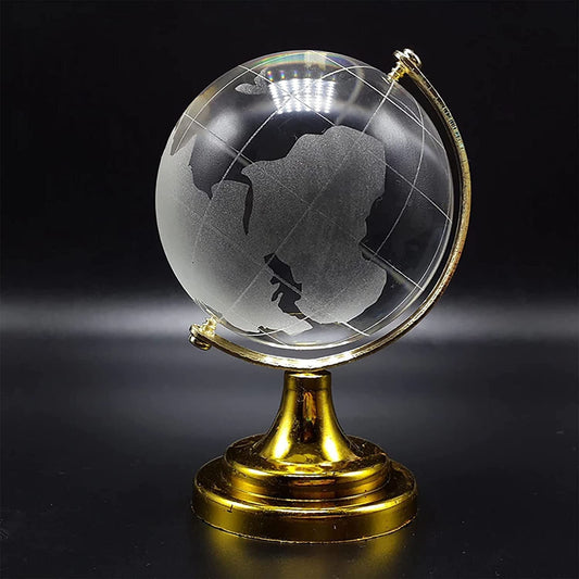 World Map with Golden Stand