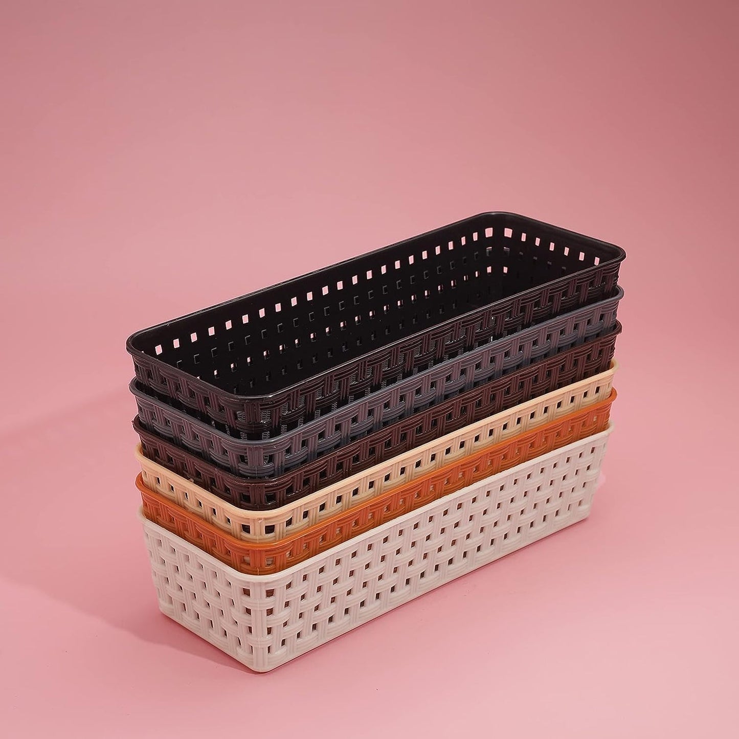 Plastic Multipurpose Desk Organizer Tray (6 Pcs Set)