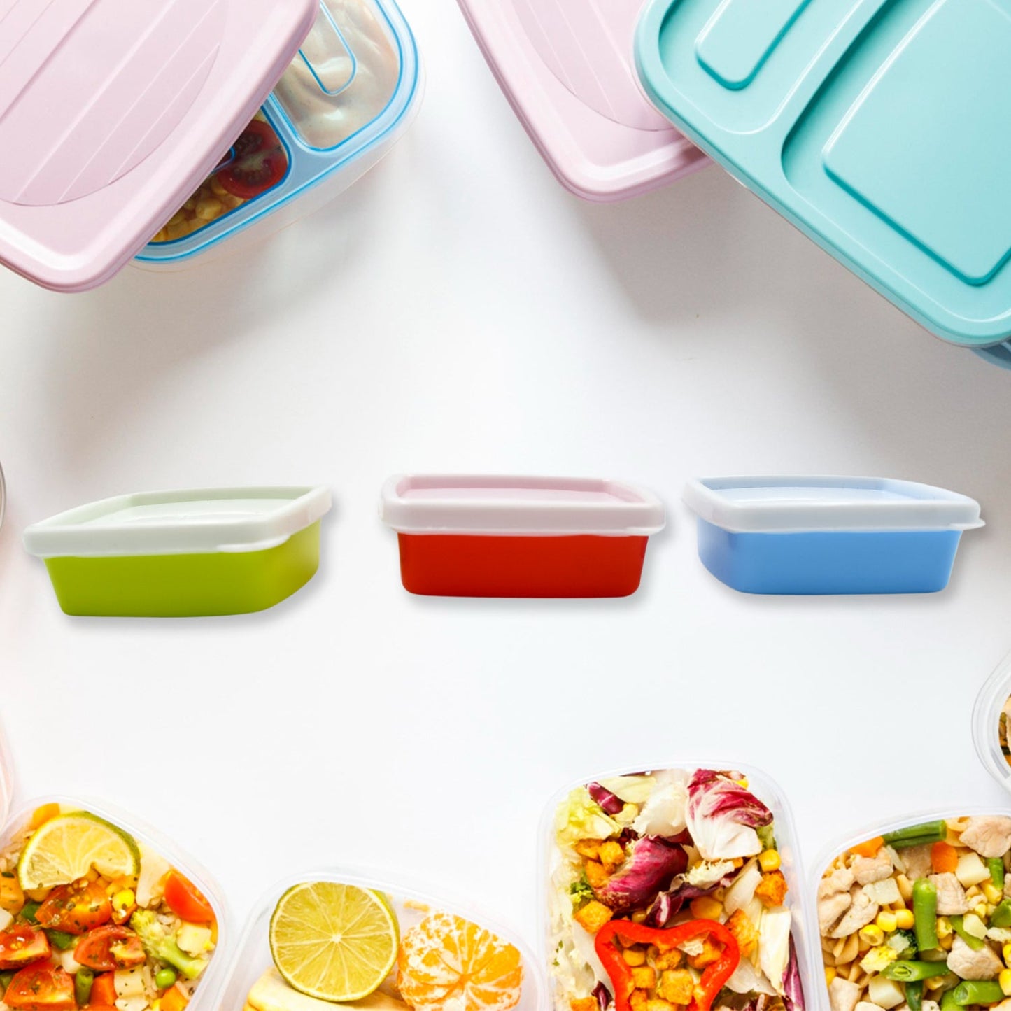 3-Piece Multicolor Airtight Container Set – Rectangular Food & Fridge Storage