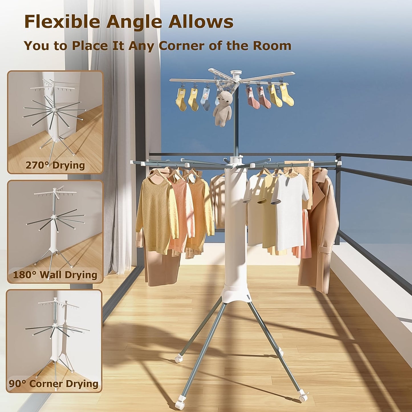 Multi-Layer Foldable Clothes Drying Rack With Wheels