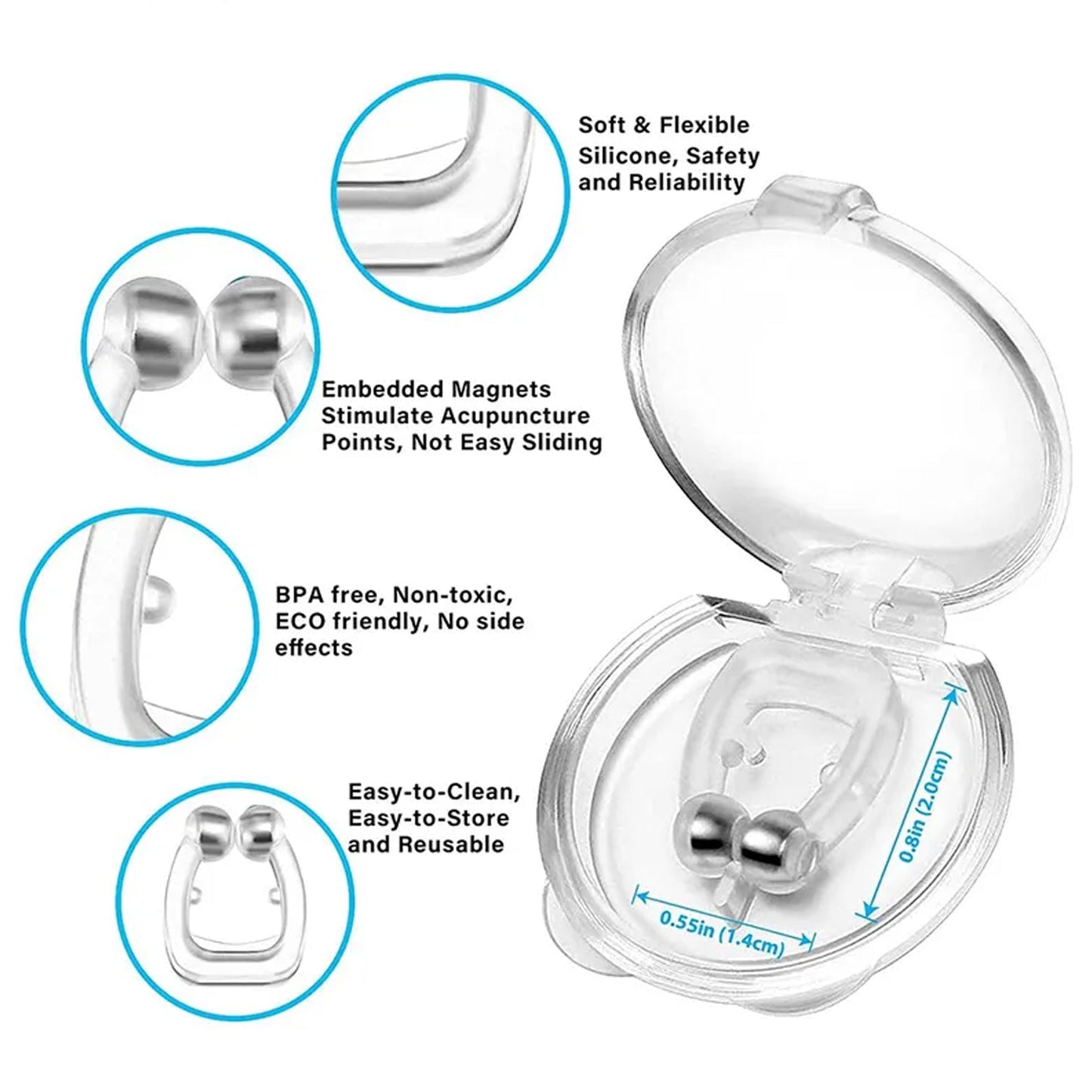 Silicone Magnetic Nose Clip Anti Snore Device for Heavy Snoring Sleeper (1 Pc)