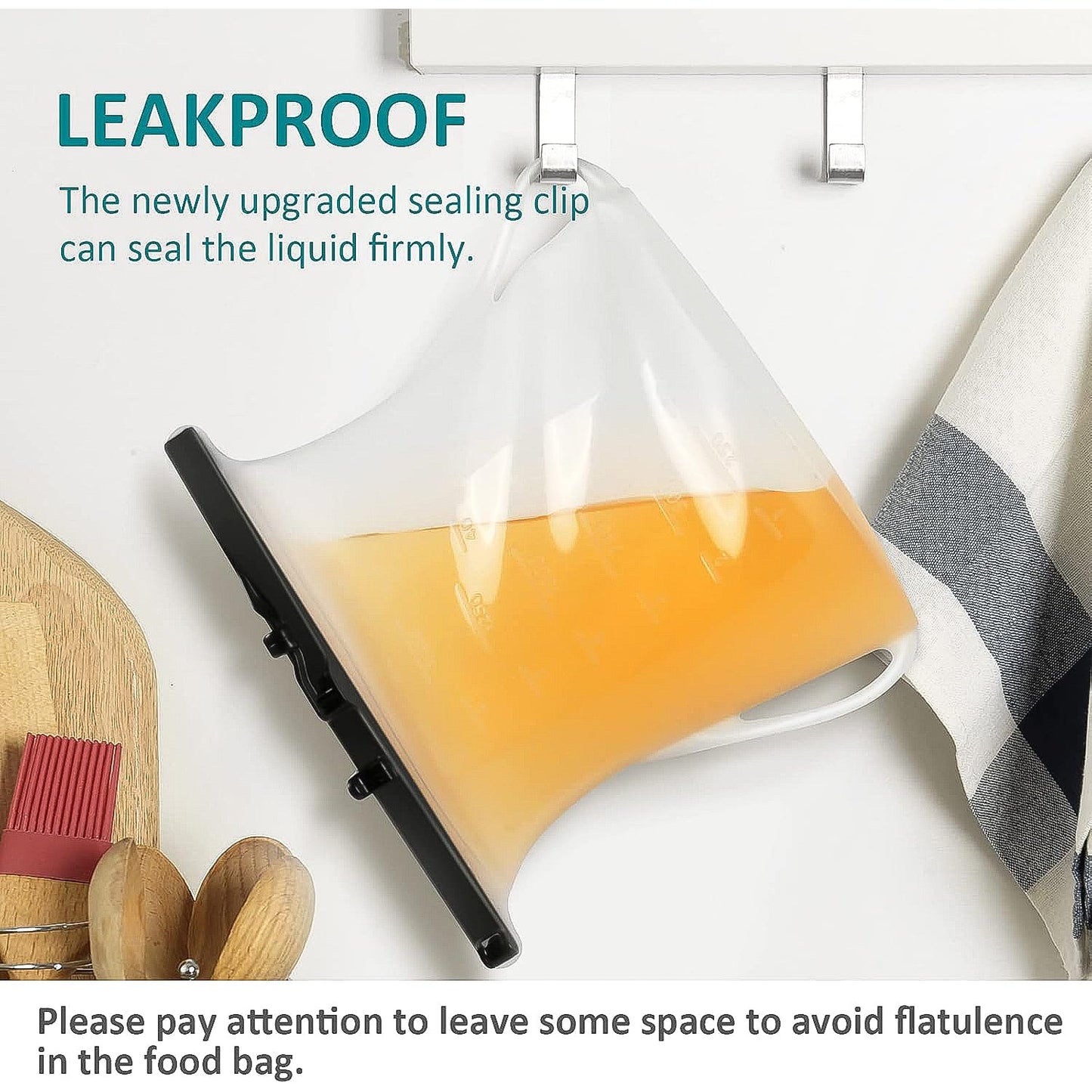 Silicone Food Bag – Leakproof, Flat Bottom, BPA-Free, Microwave & Dishwasher Safe