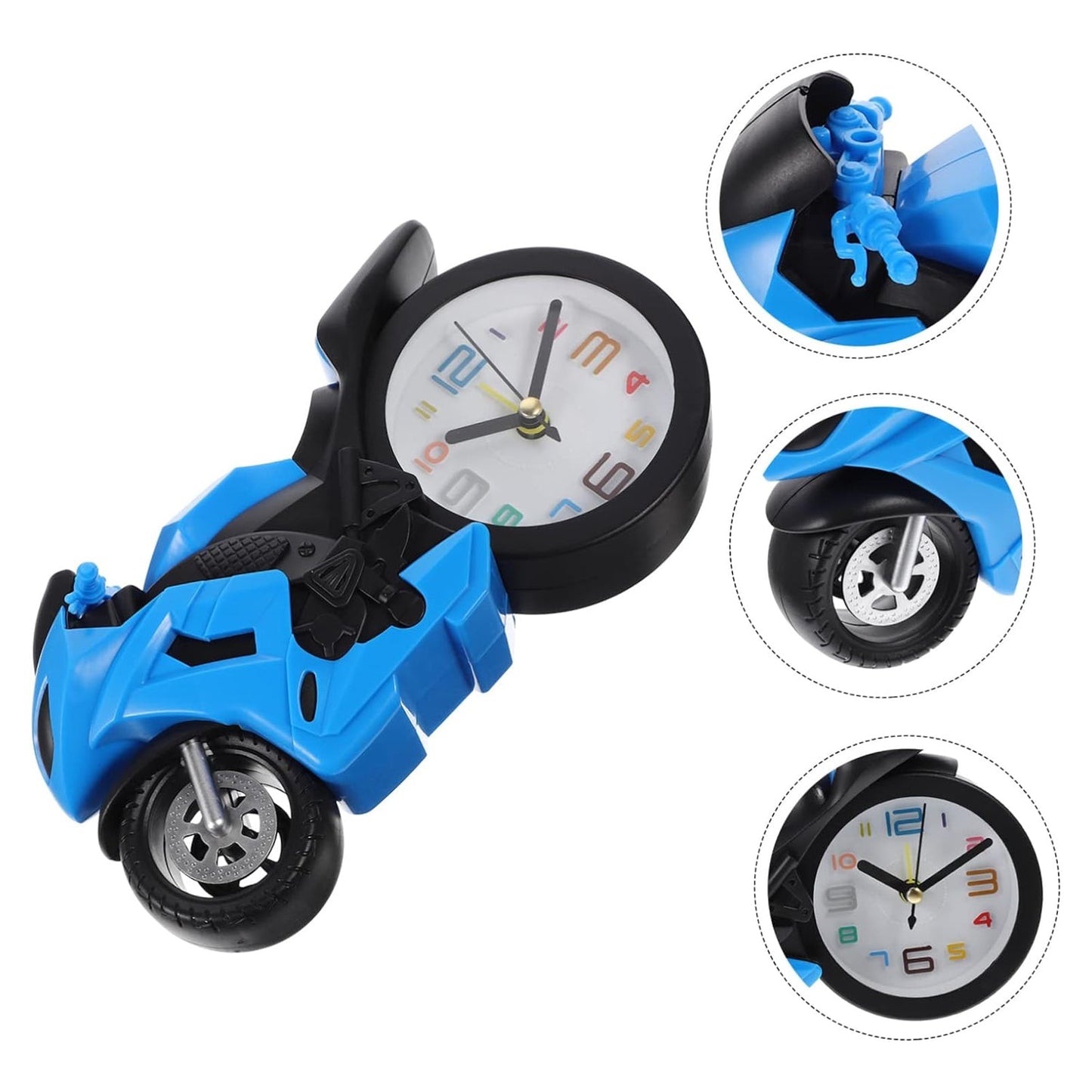 Retro Motorcycle Alarm Clock – Novelty Bike Engine Style Desk Clock