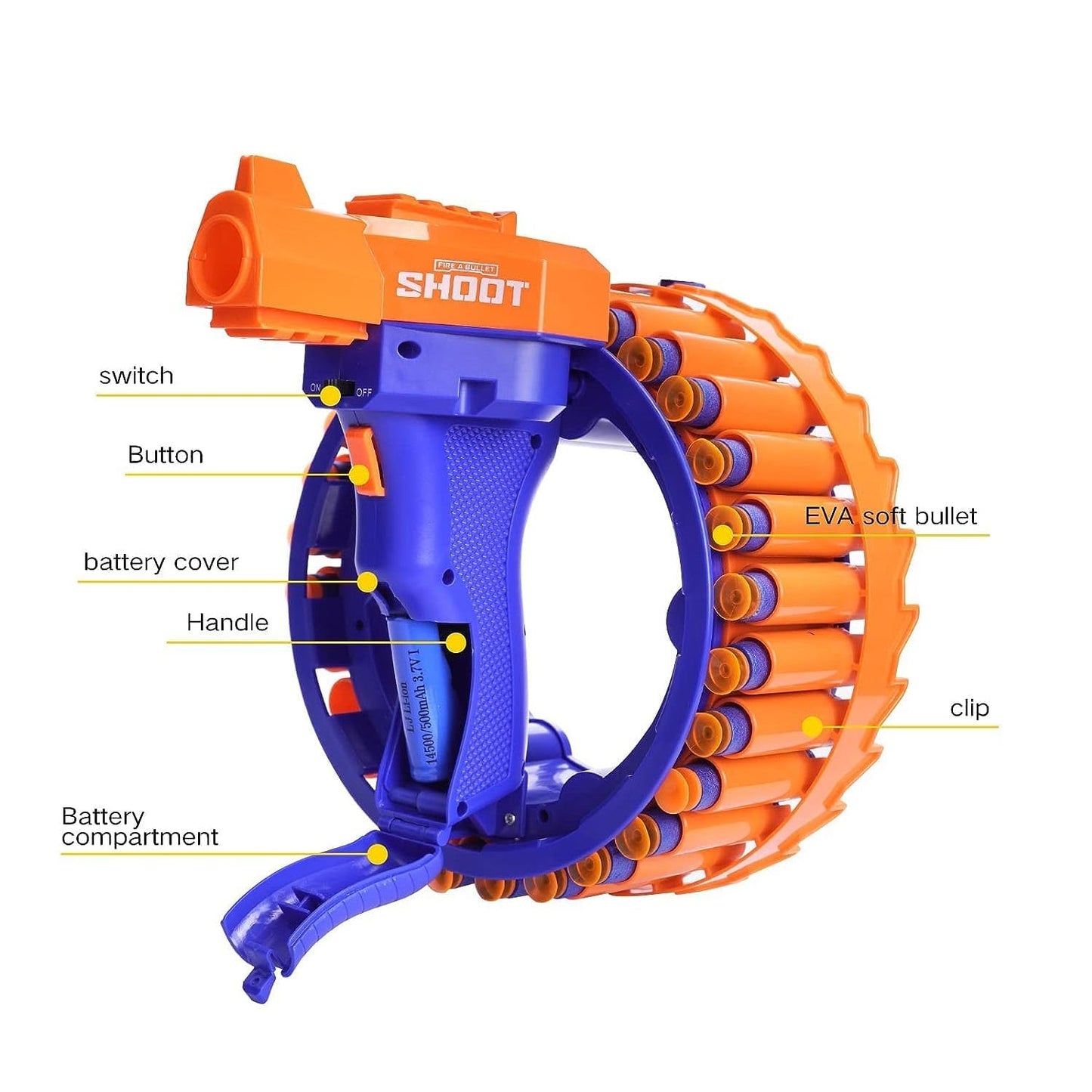 Amazing Toy Gun, Electric Gun for Children, 28 Soft Bullets for Youth Safety
