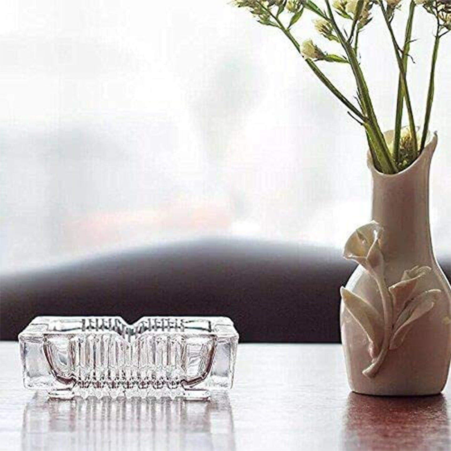 Square Glass Misti Crystal Quality Cigar Cigarette Ashtray