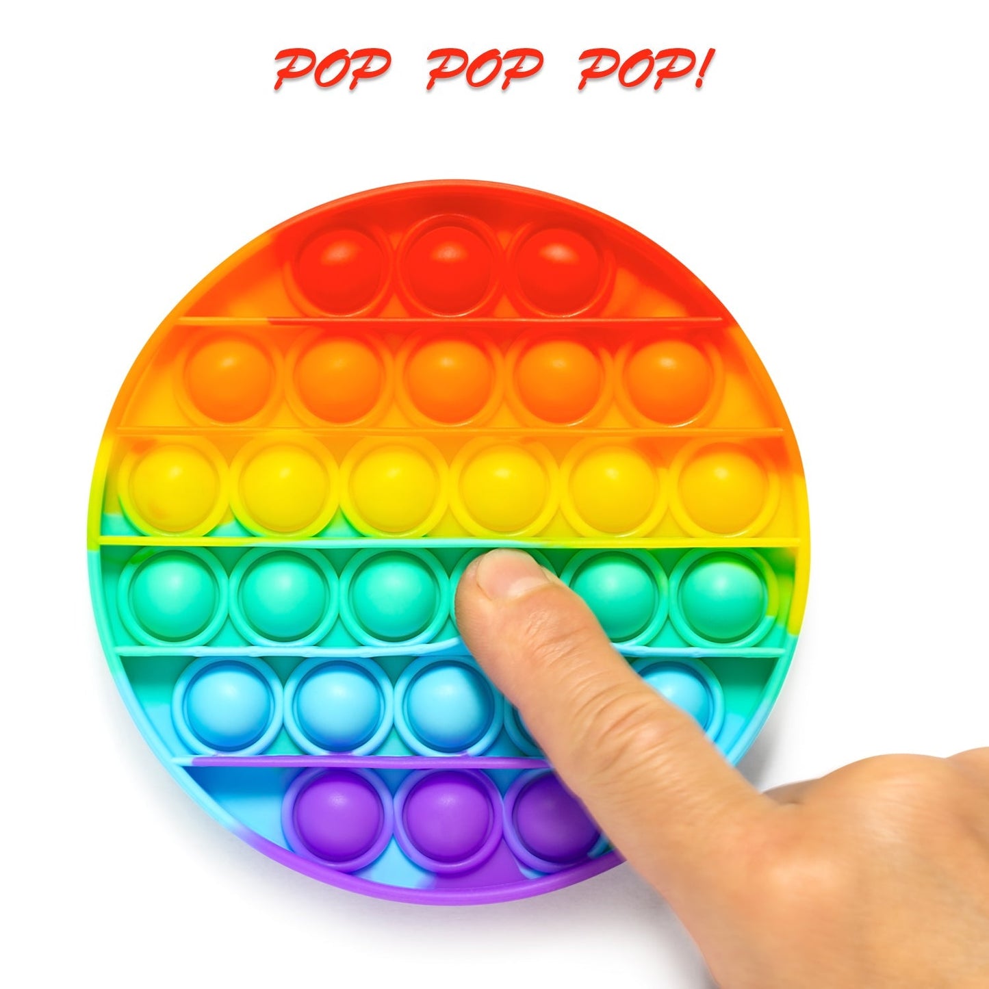 Round  it toy with red and blue colors.