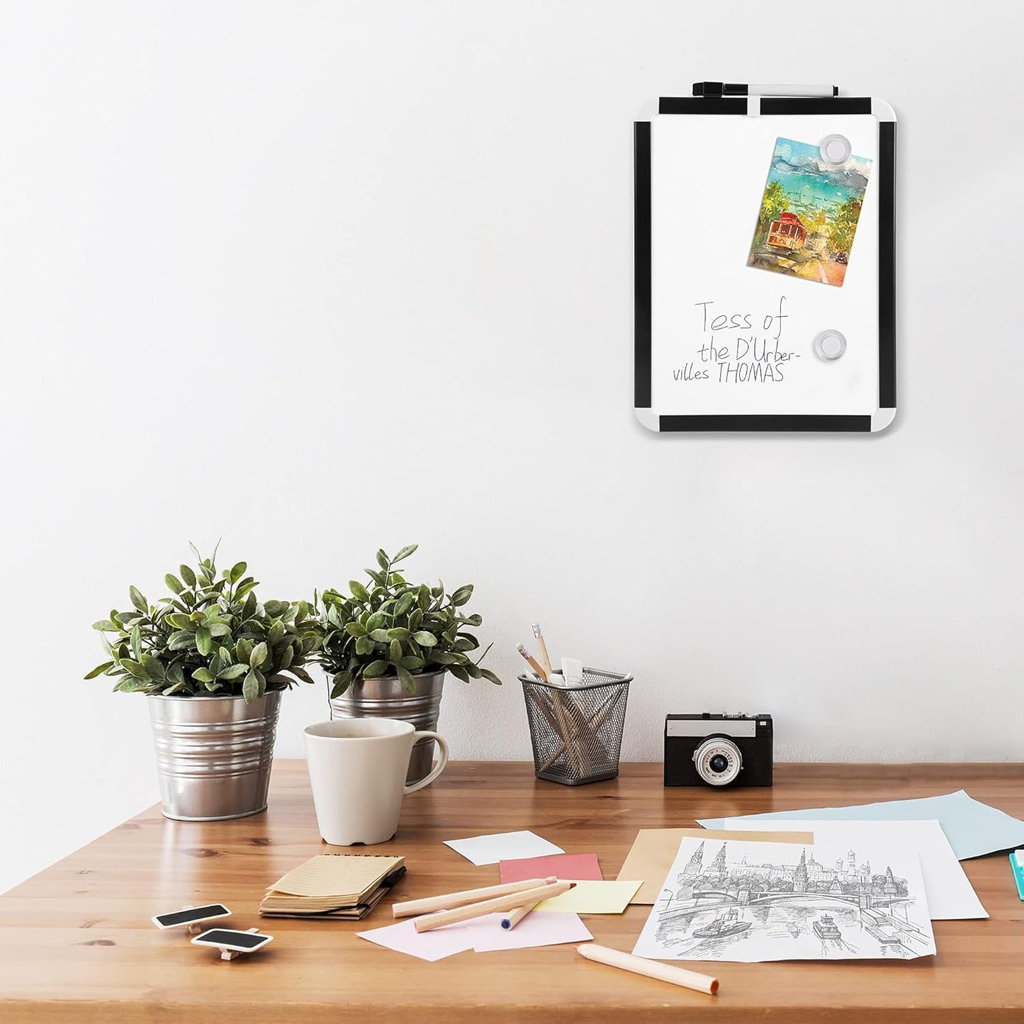 Magnetic White Board, Small Dry-Erase Board (21.6×28 Cm / 1 Set)