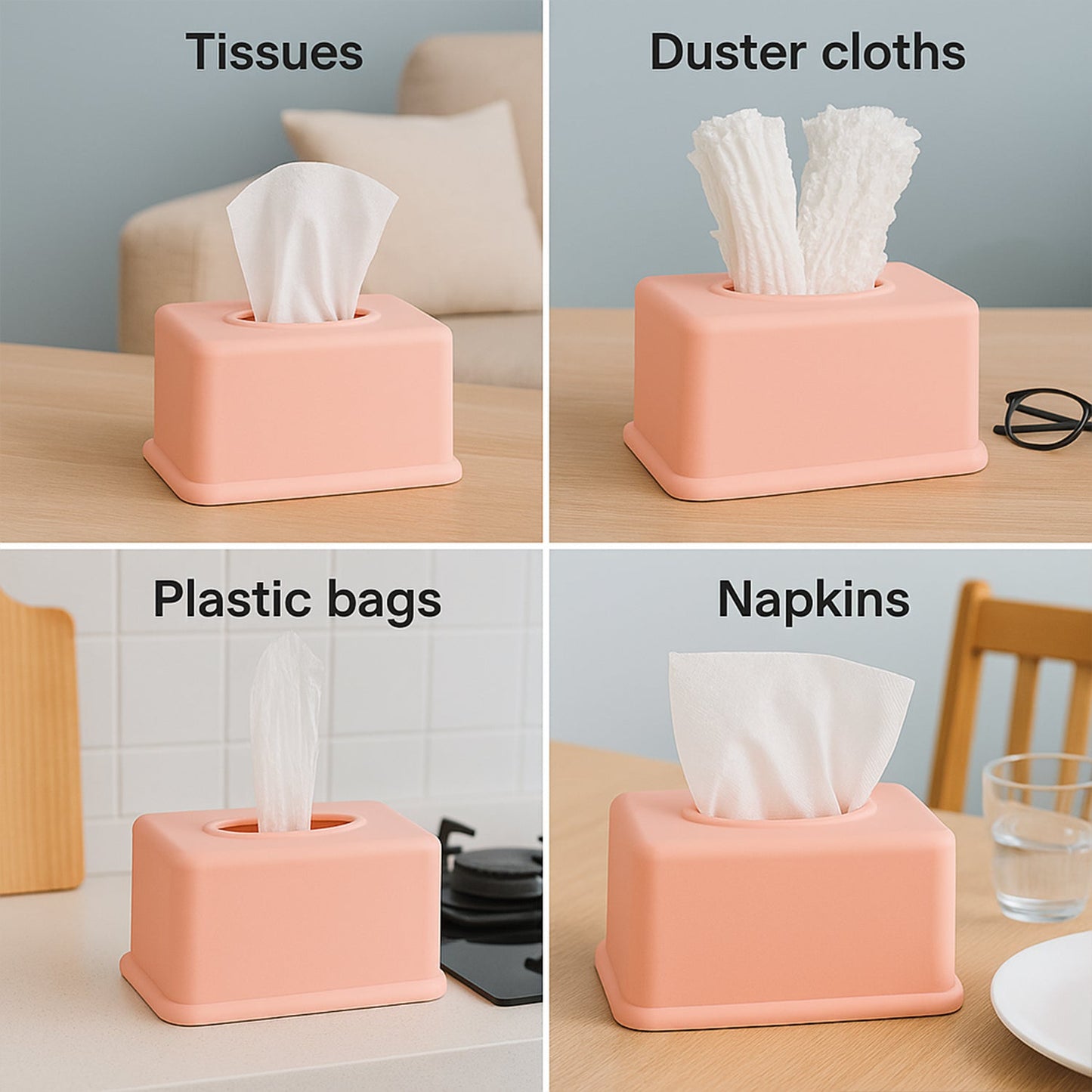 Rectangular Tissue Box with Gold Accent Lid