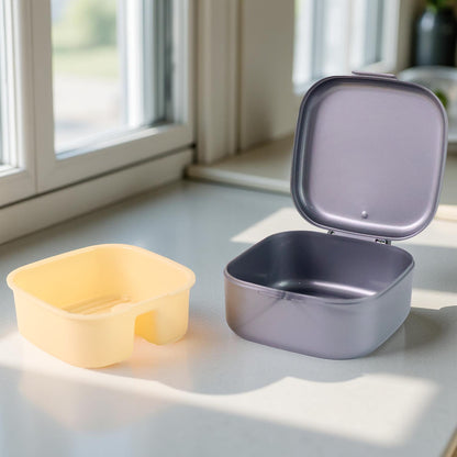 Oblivion Teeth Storage Box with Lid and Inner Tray, DENTURE CASE (1 Pc)
