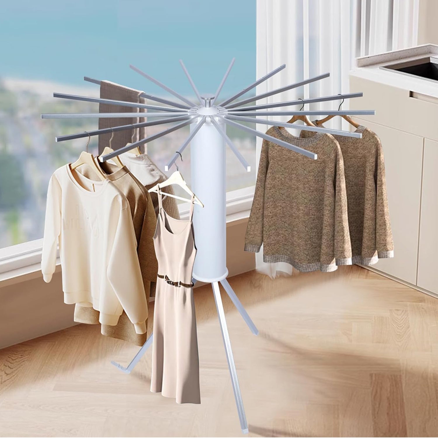multi arm clothes drying rack,