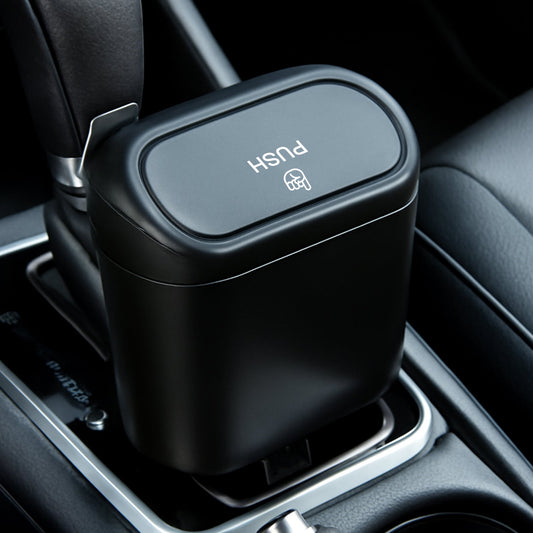 Plastic Mini Car Trash Can / Bin with Lid (1 Pc / With Brown Box)