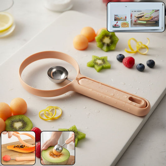 2 in 1 Fruit Scooper and Cutter Tool (1 Pc)