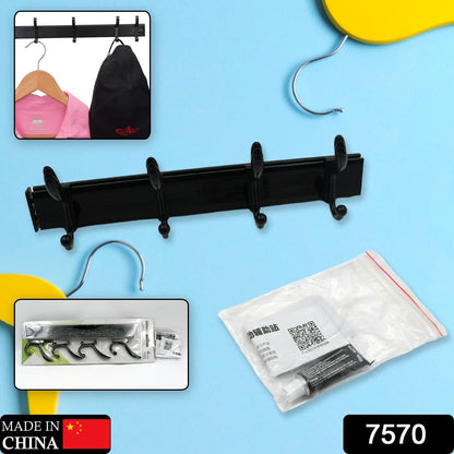 Extra Long 4-Hook Wall Coat Hanger with Eco Adhesive