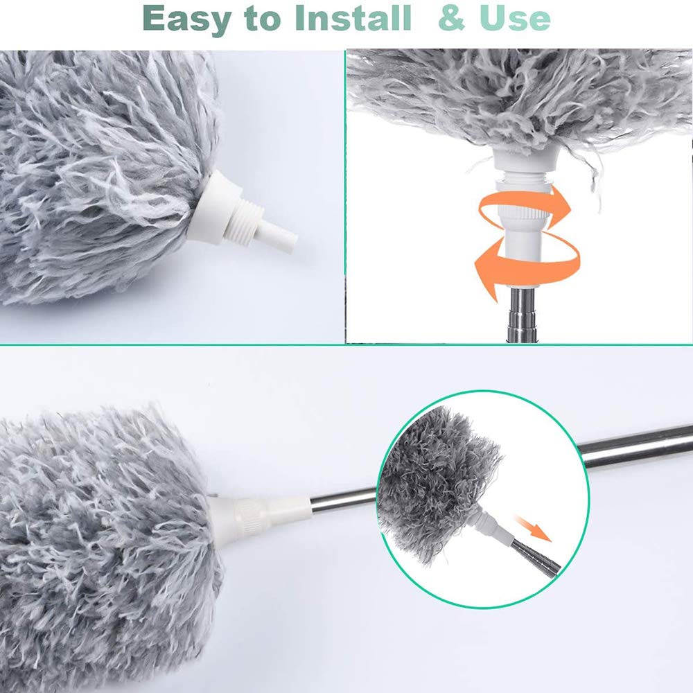 Microfiber Dusters for Cleaning 100 inches Extendable Handle Pole