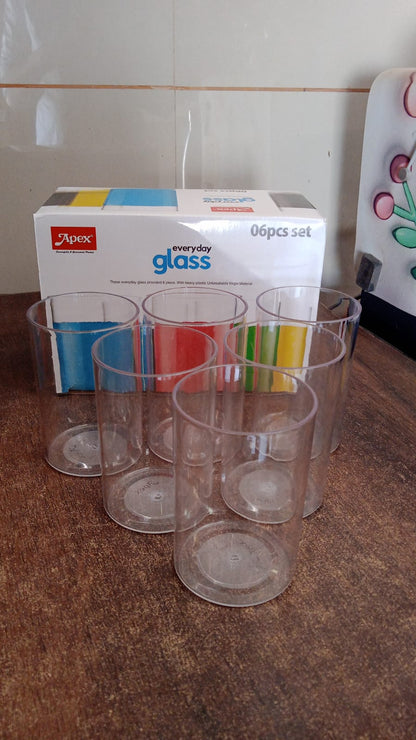 Apex Everyday Plastic Glass Set – 6 Pieces Lightweight & Unbreakable