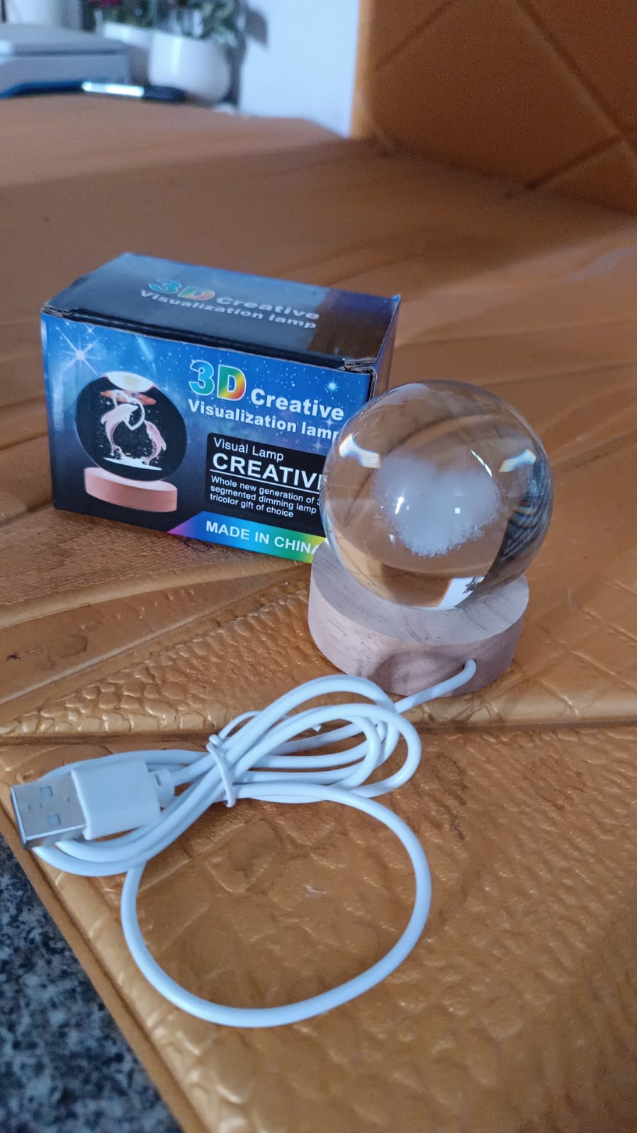 Heart 3D Crystal Ball lamps With Base (1 Pc)