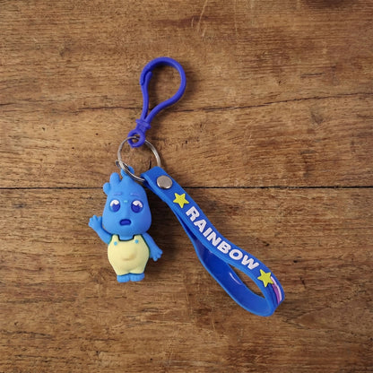 Cute Cartoon Character Keychain with Silicone Strap & Carabiner Clip – 1 Pc