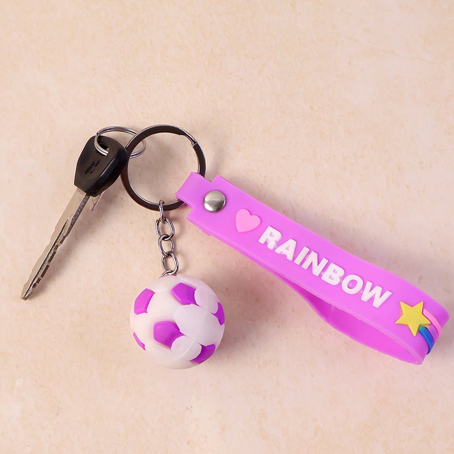 Cute Silicone 3D Key Chain with Metal Hook & Strap (Pack of 1)
