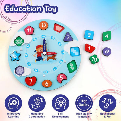 Montessori Style Wooden Clock Toy