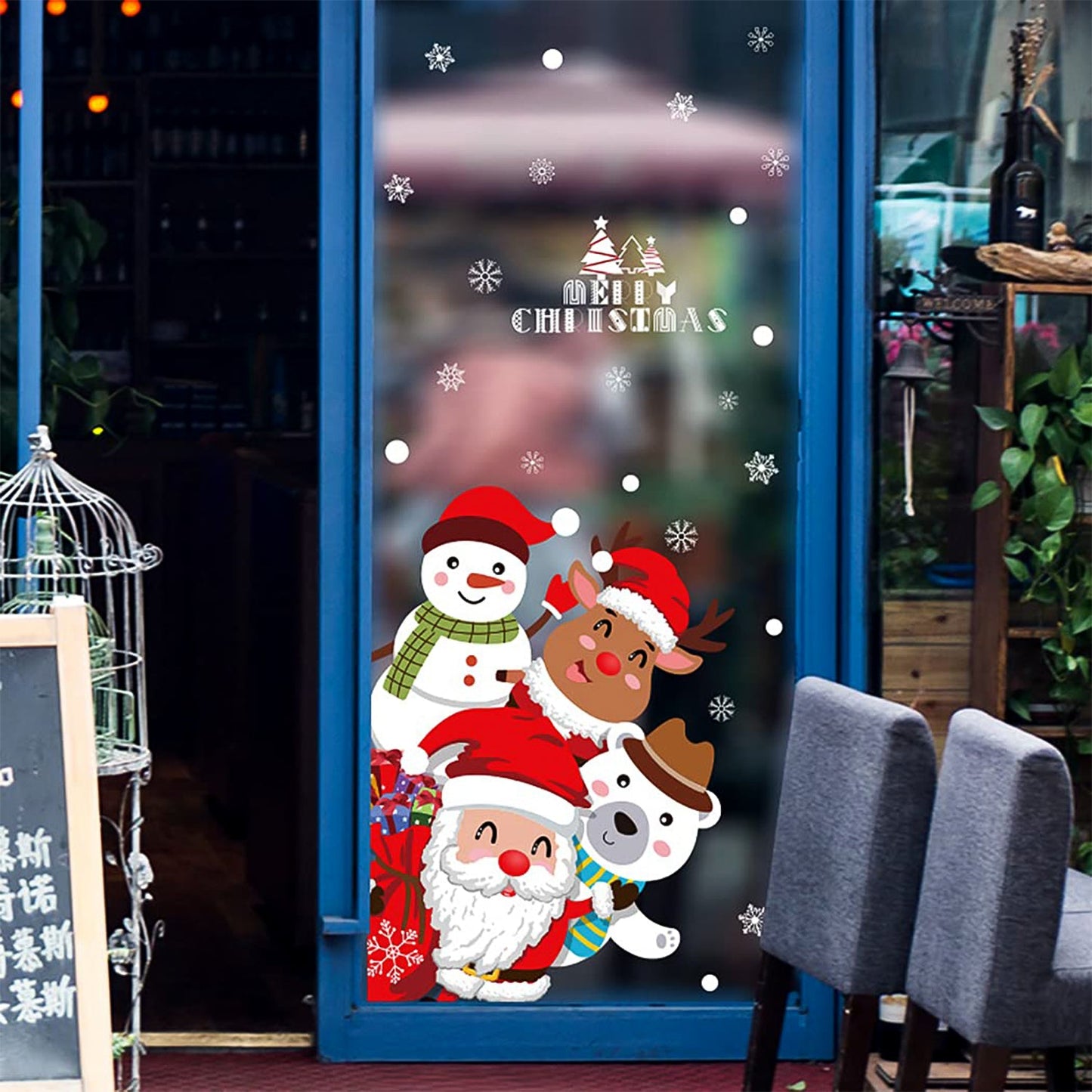 Christmas Theme Glass & Wall Sticker 90x60 cm – (1 Pc)
