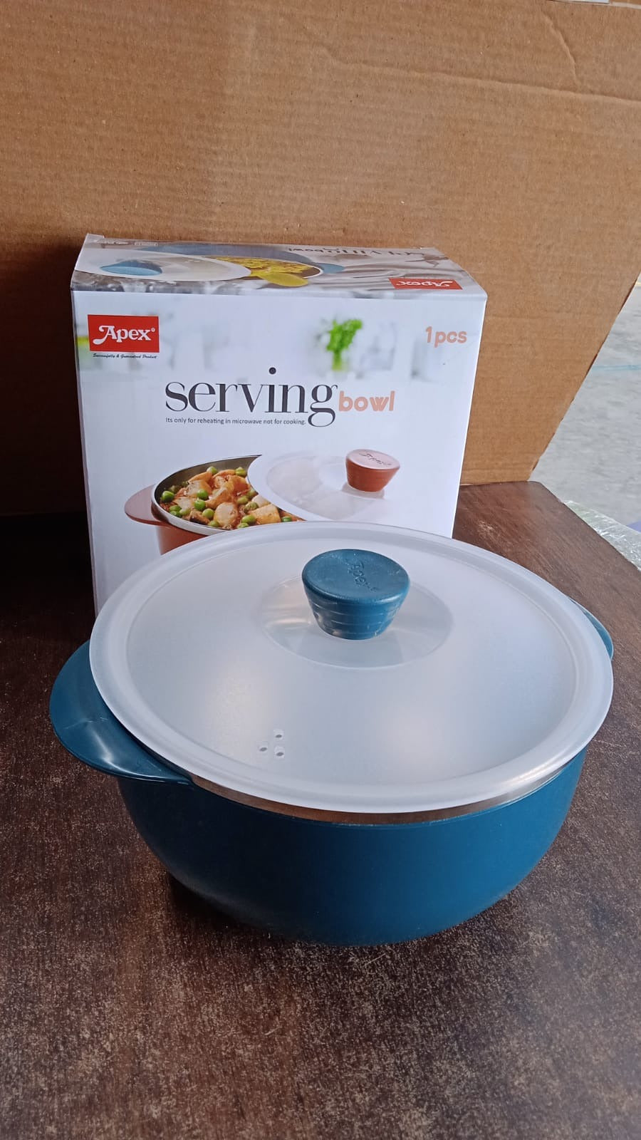Apex 2200ml Microwave-Safe Plastic Serving Bowl with Lid (1 Pc)