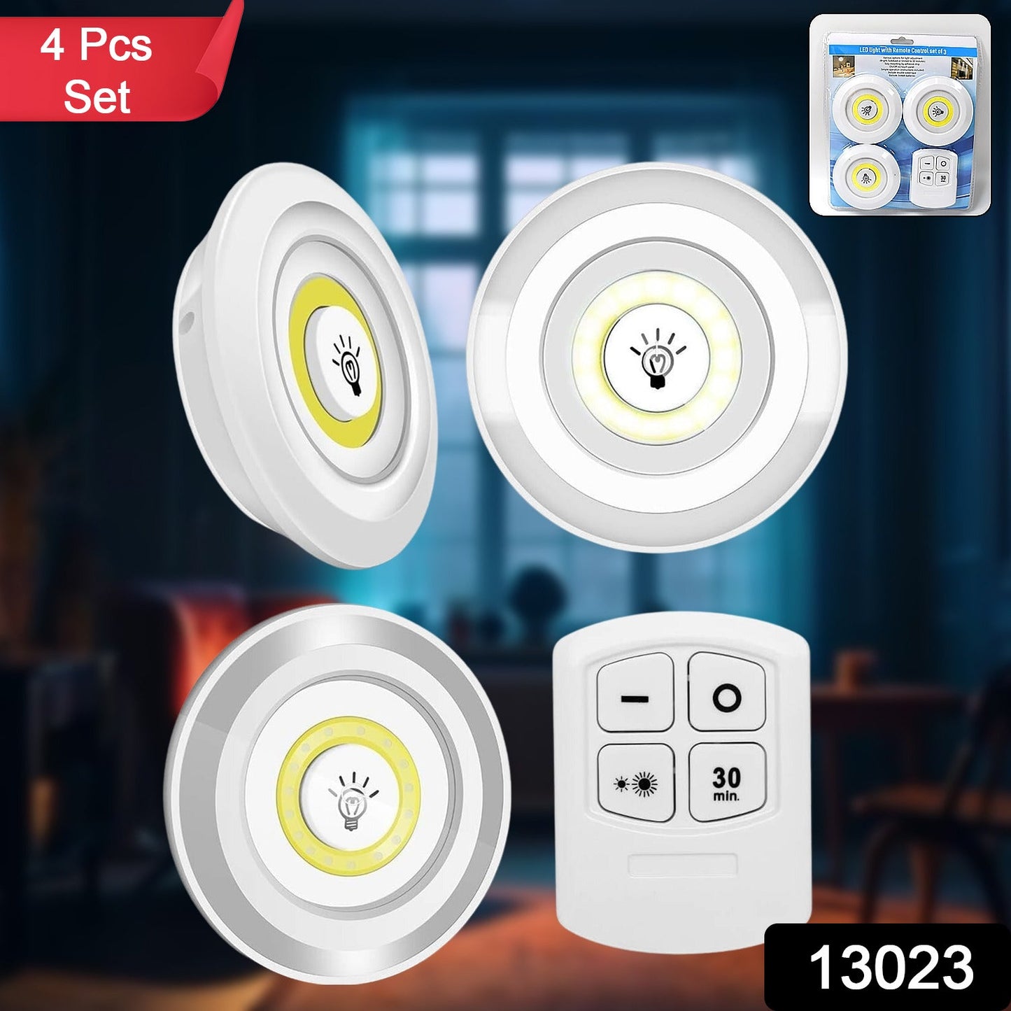 LED Light Under Closet Battery Powered Closet Wall Lamp with Remote, Set of 3